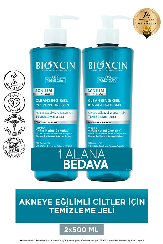 Acnium Sebum Dengeleyici Yüz Yıkama Jeli 500ml 1 Alana 1 Hediye Salisilik Asit Çay Ağacı Niasinamid